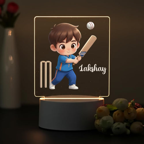 Personalised Cricket and Football LED Name Light – Custom Sports Night Lamp — Cricket One Day