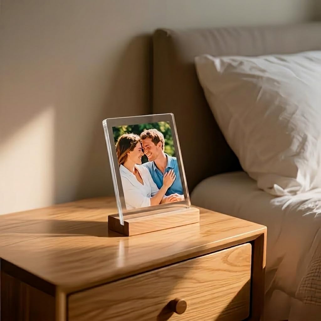 SNAPTRAP Mini Personalized Acrylic Photo Frame with Wooden Stand - Default Title