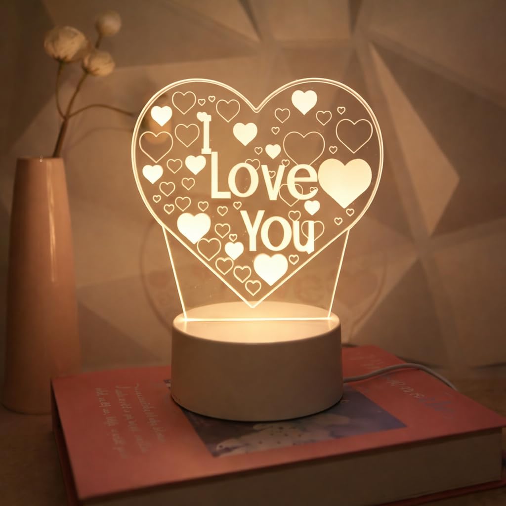 SNAPTRAP Heart-Shaped I Love You LED Night Lamp - Warm White - Default Title