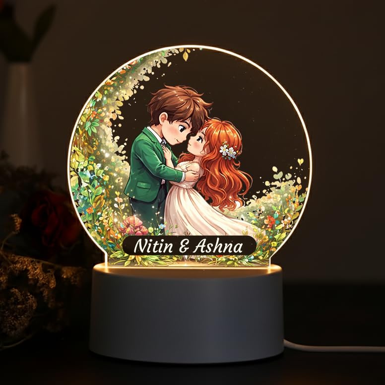 SNAPTRAP Personalized Couple Name Round LED Acrylic Night Lamp - Default Title