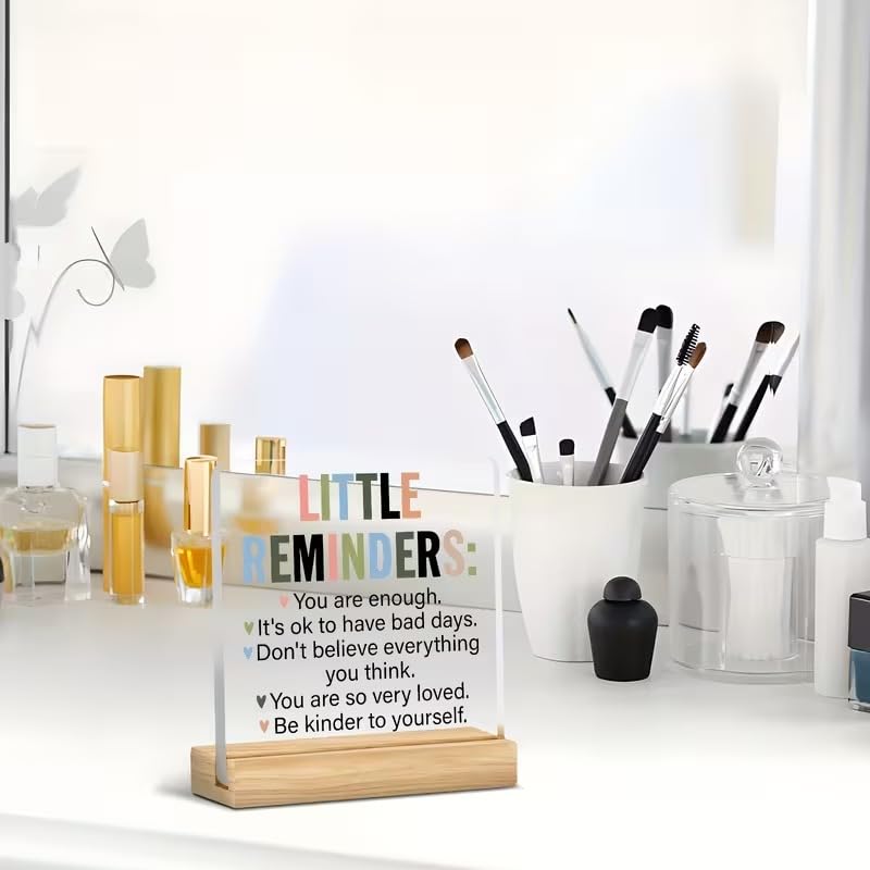 SNAPTRAP Motivational Quote Acrylic Plaque with Wooden Base - Default Title