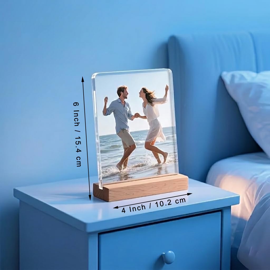 SNAPTRAP Mini Personalized Acrylic Photo Frame with Wooden Stand - Default Title
