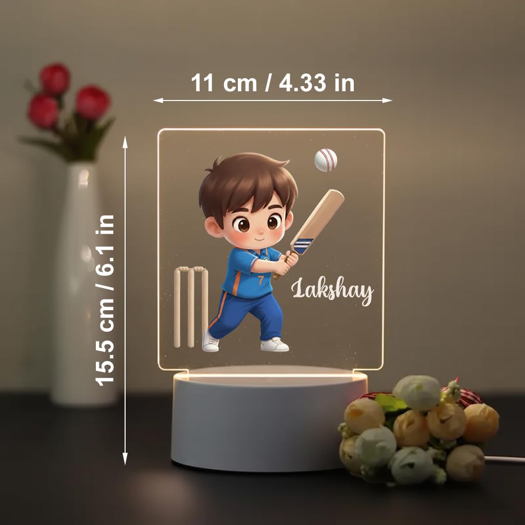 SNAPTRAP Personalized Sports LED Name Light - Cricket One Day