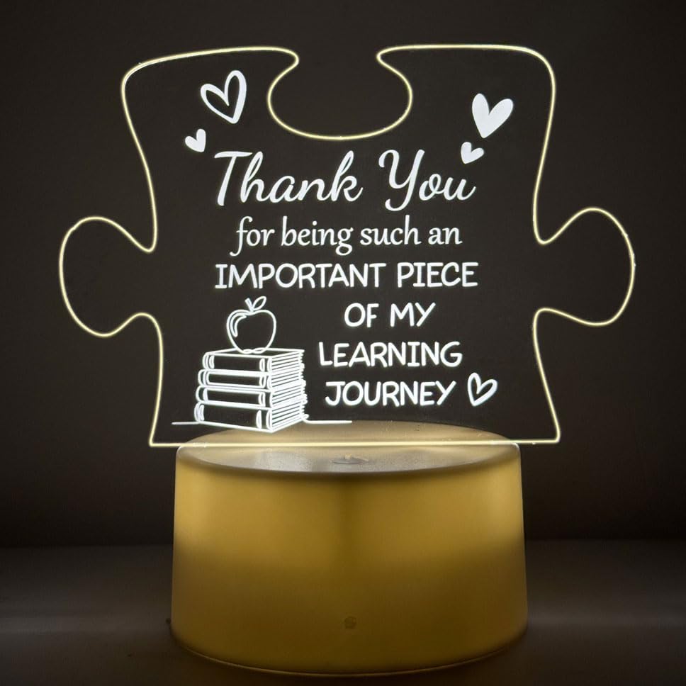 SNAPTRAP Best Teacher Puzzle Engraved LED Side Table Lamp - Default Title