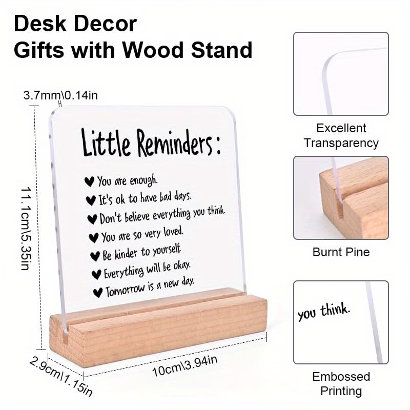 SNAPTRAP Little Reminders Motivational Acrylic Plaque with Wooden Base Stand - Default Title