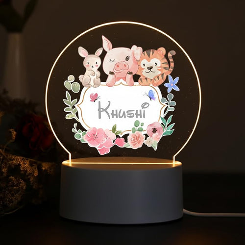 Personalised Kids LED Name Light – Custom Name Night Lamp — Forest Cuties