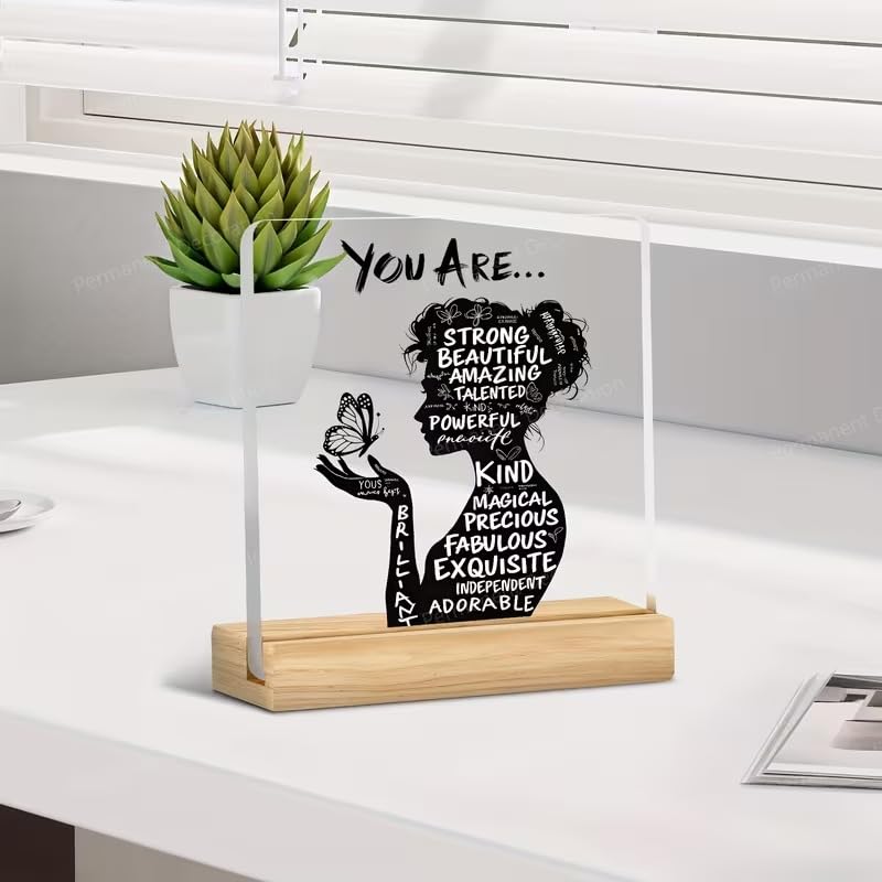SNAPTRAP You Are Strong Beautiful Acrylic Plaque with Wooden Base - Default Title