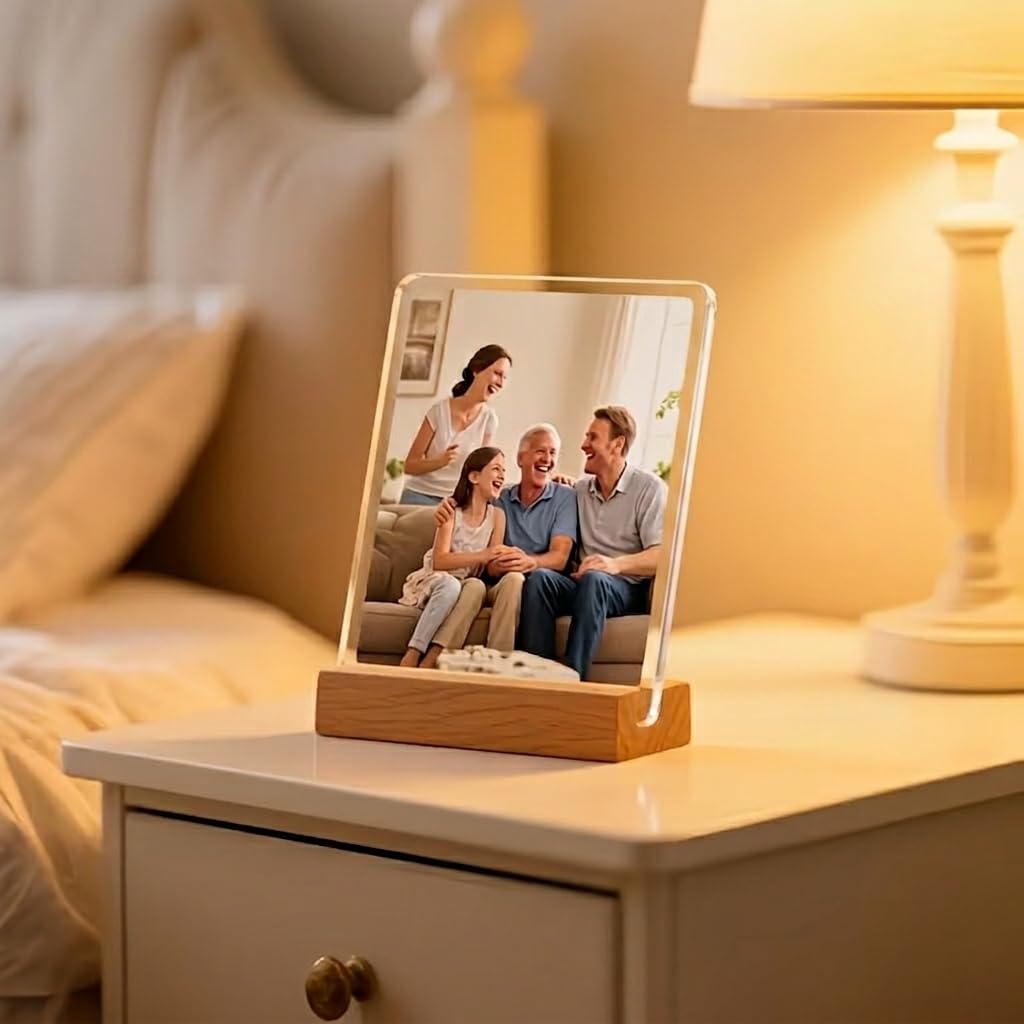 SNAPTRAP Mini Personalized Acrylic Photo Frame with Wooden Stand - Default Title