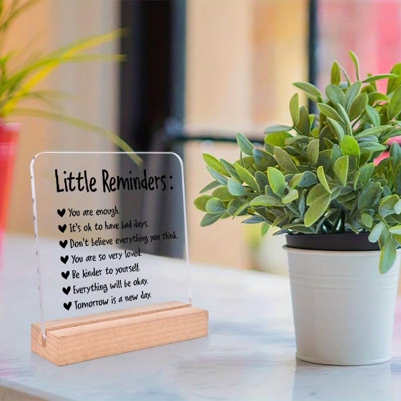 SNAPTRAP Little Reminders Motivational Acrylic Plaque with Wooden Base Stand - Default Title