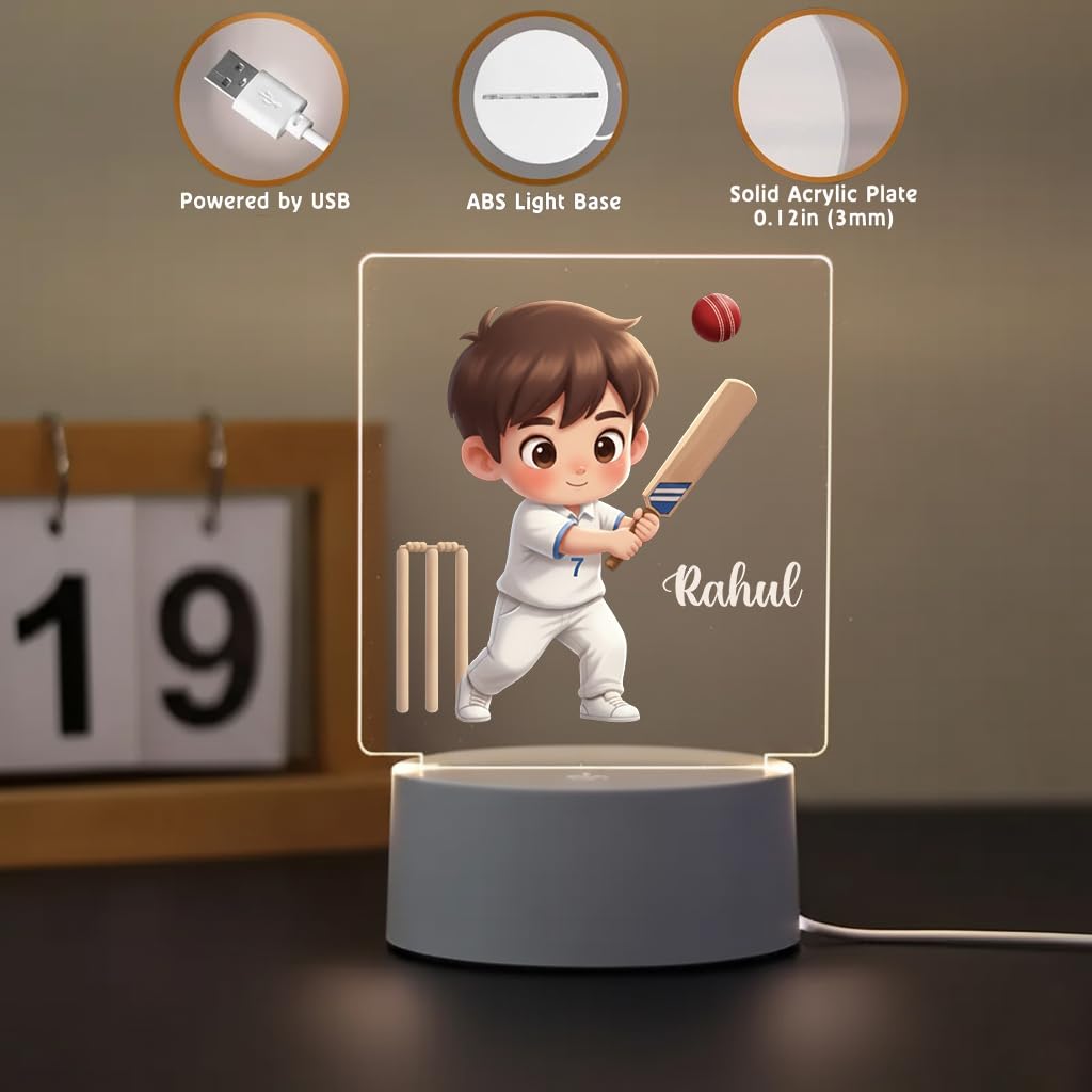 SNAPTRAP Personalized Sports LED Name Light - Cricket Test
