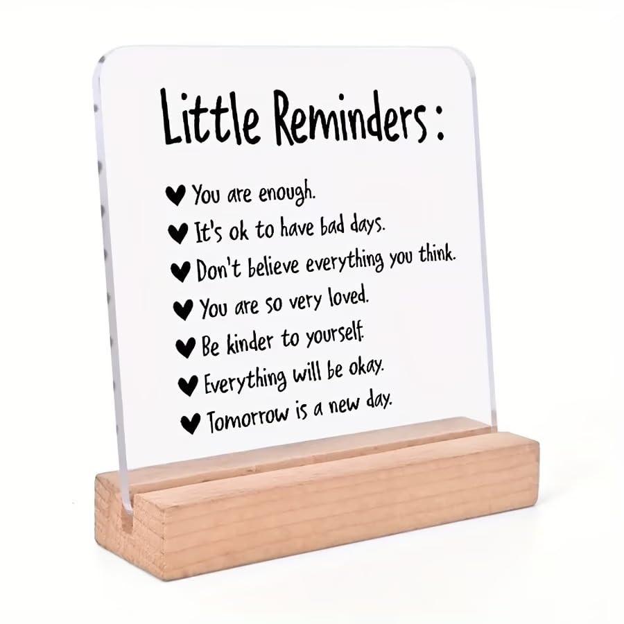 SNAPTRAP Little Reminders Motivational Acrylic Plaque with Wooden Base Stand - Default Title