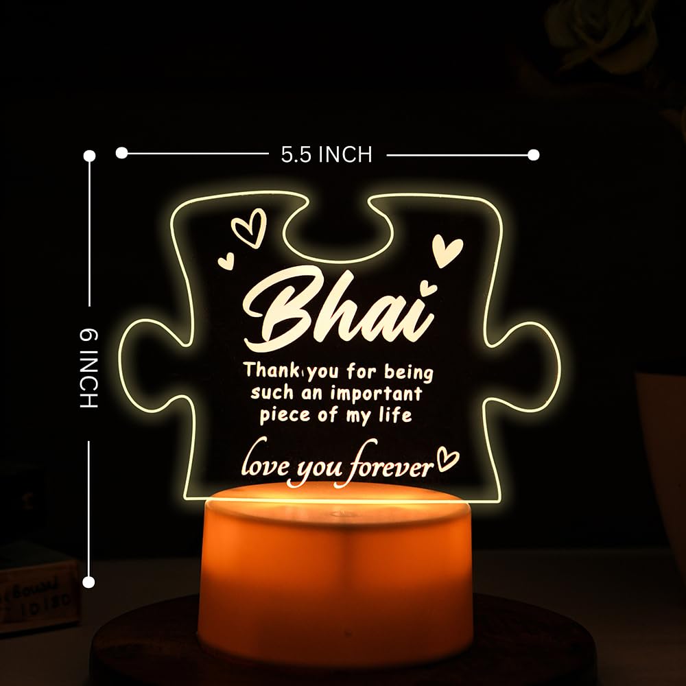 SNAPTRAP Rakhi Puzzle Engraved LED Side Table Lamp - Bhai