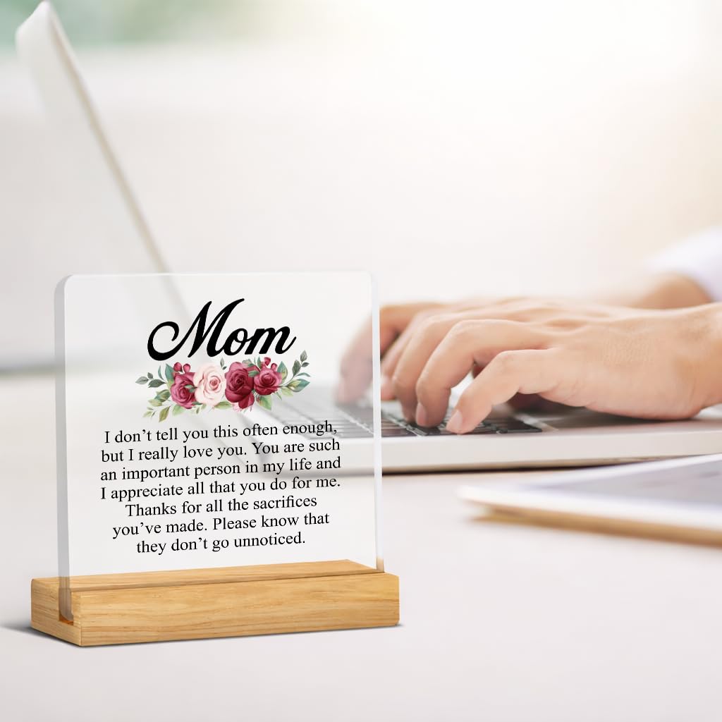 SNAPTRAP Mom Gift Acrylic Plaque with Wooden Base Stand - Default Title