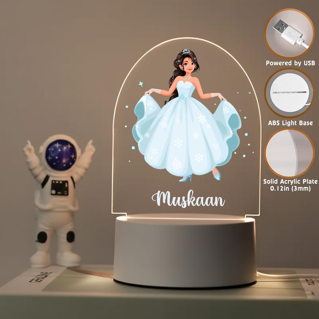 SNAPTRAP LED Name Light for Girls - Princess - Ice Blue