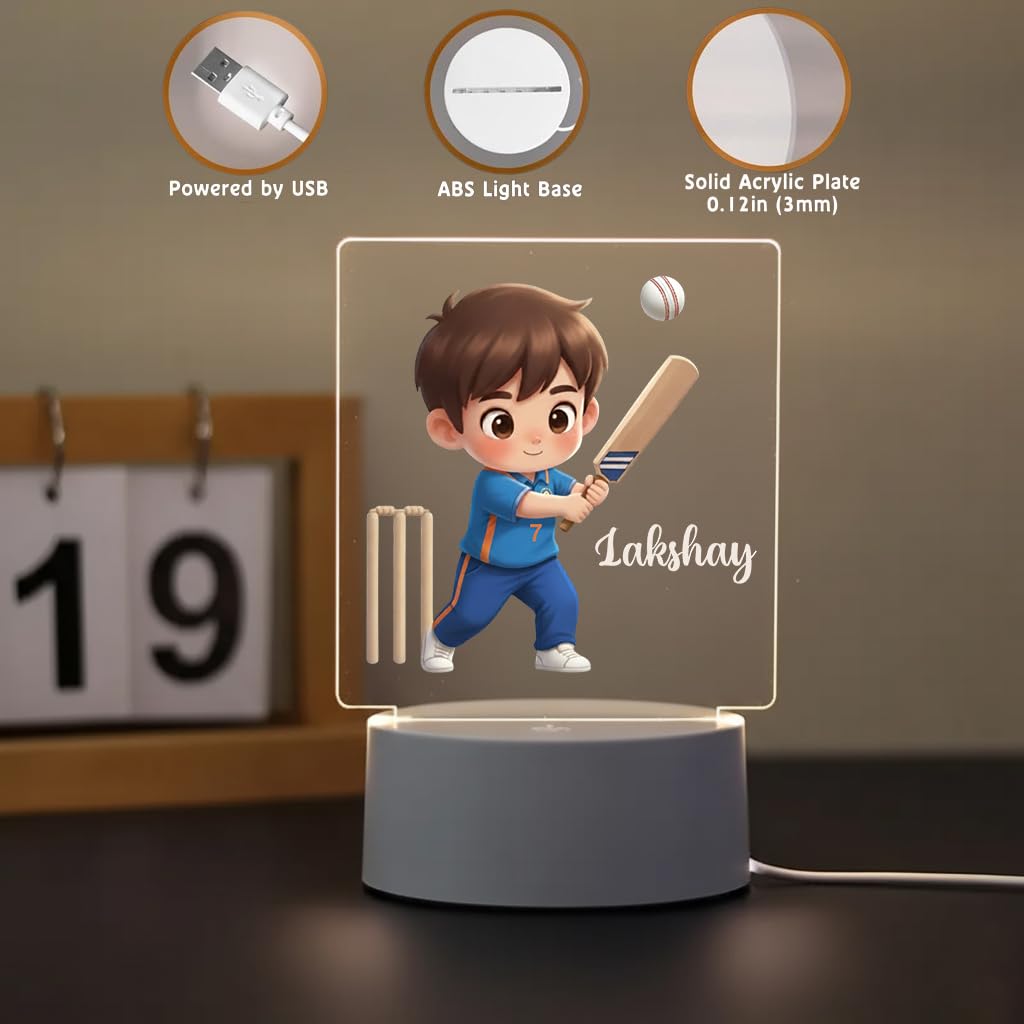 SNAPTRAP Personalized Sports LED Name Light - Cricket One Day