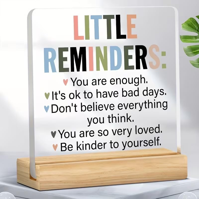 SNAPTRAP Motivational Quote Acrylic Plaque with Wooden Base - Default Title