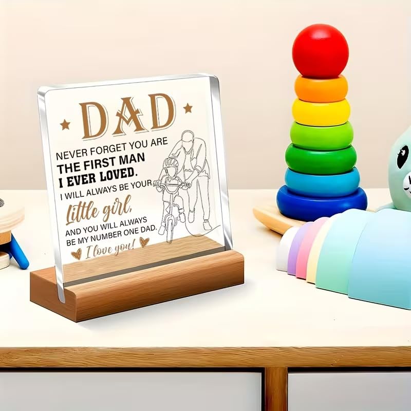 SNAPTRAP Dad Gift from Daughter Acrylic Plaque with Wooden Base Stand - Default Title