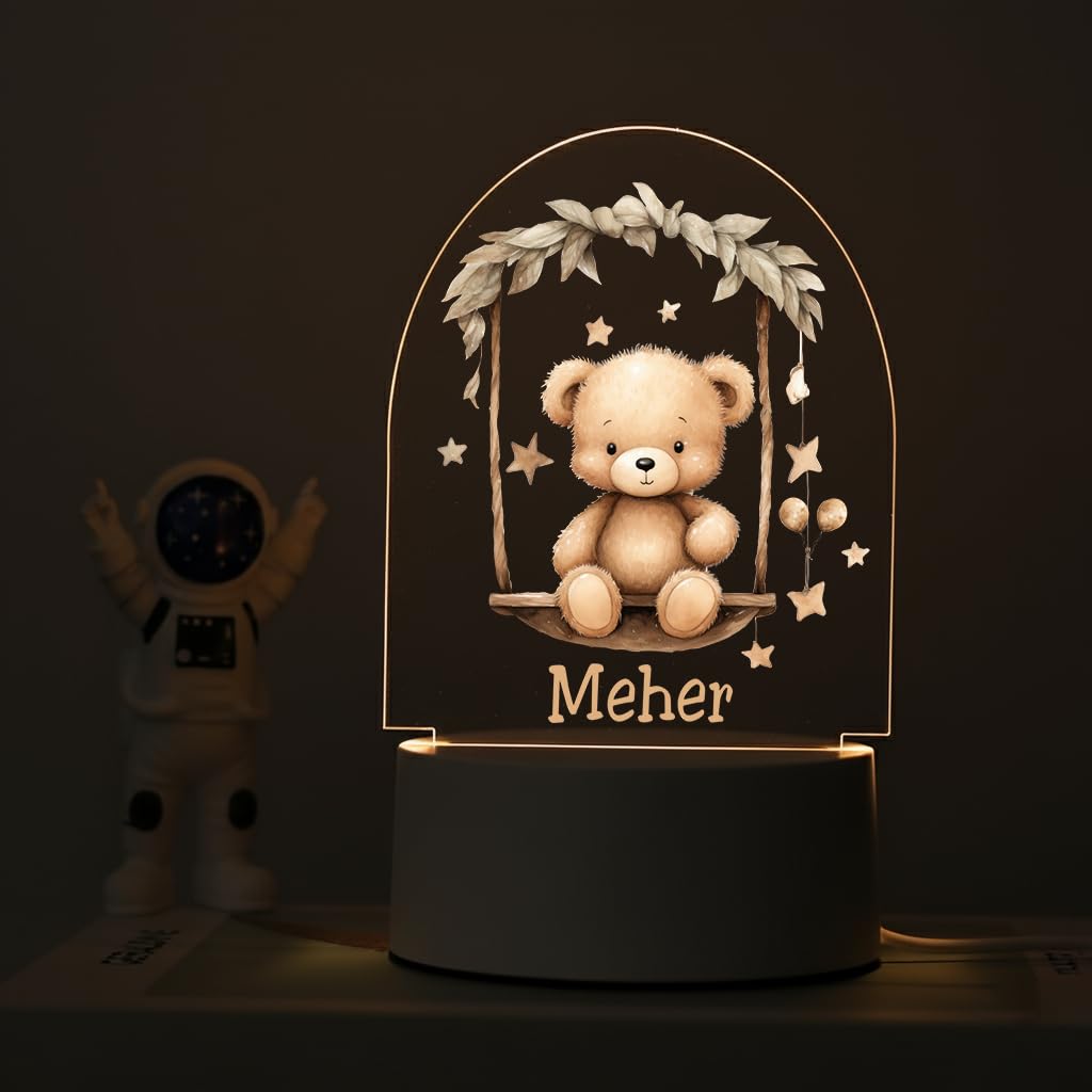 SNAPTRAP LED Name Light for Kids - Teddy Swing