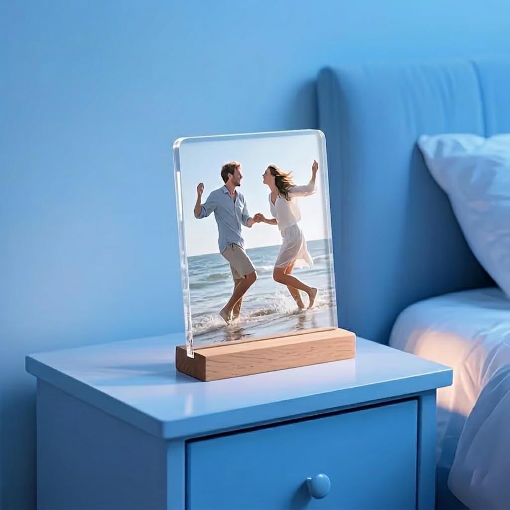 SNAPTRAP Mini Personalized Acrylic Photo Frame with Wooden Stand - Default Title