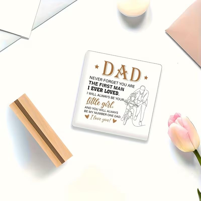 SNAPTRAP Dad Gift from Daughter Acrylic Plaque with Wooden Base Stand - Default Title