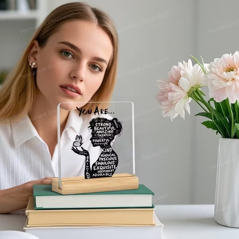 SNAPTRAP You Are Strong Beautiful Acrylic Plaque with Wooden Base - Default Title