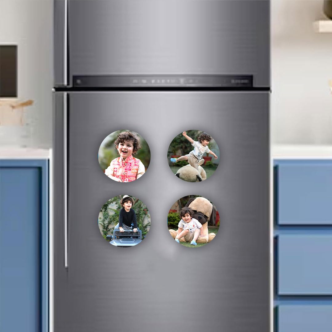 SNAPTRAP Personalized Acrylic Photo Fridge Magnets - Circle Pack of 12