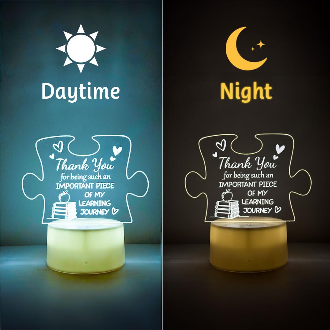 SNAPTRAP Best Teacher Puzzle Engraved LED Side Table Lamp - Default Title