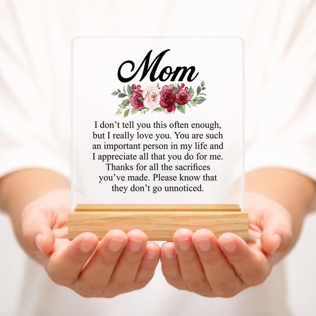 SNAPTRAP Mom Gift Acrylic Plaque with Wooden Base Stand - Default Title