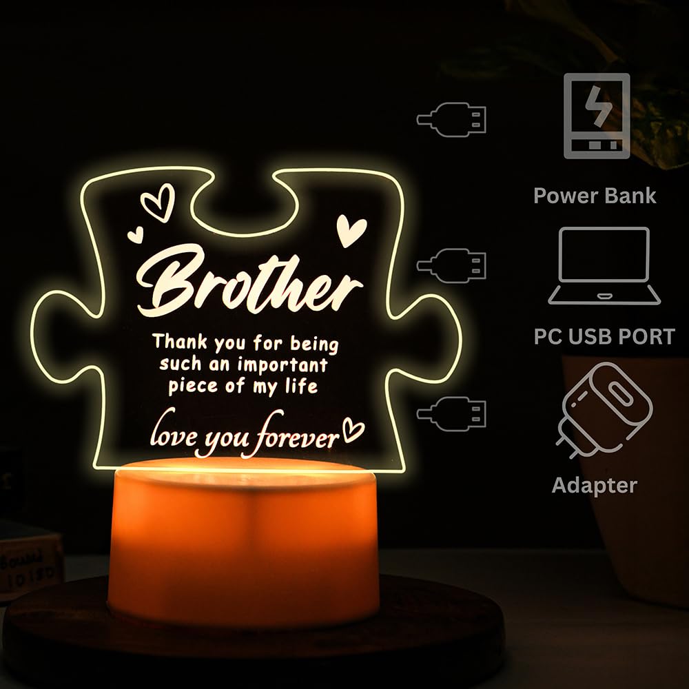 SNAPTRAP Rakhi Puzzle Engraved LED Side Table Lamp - Brother