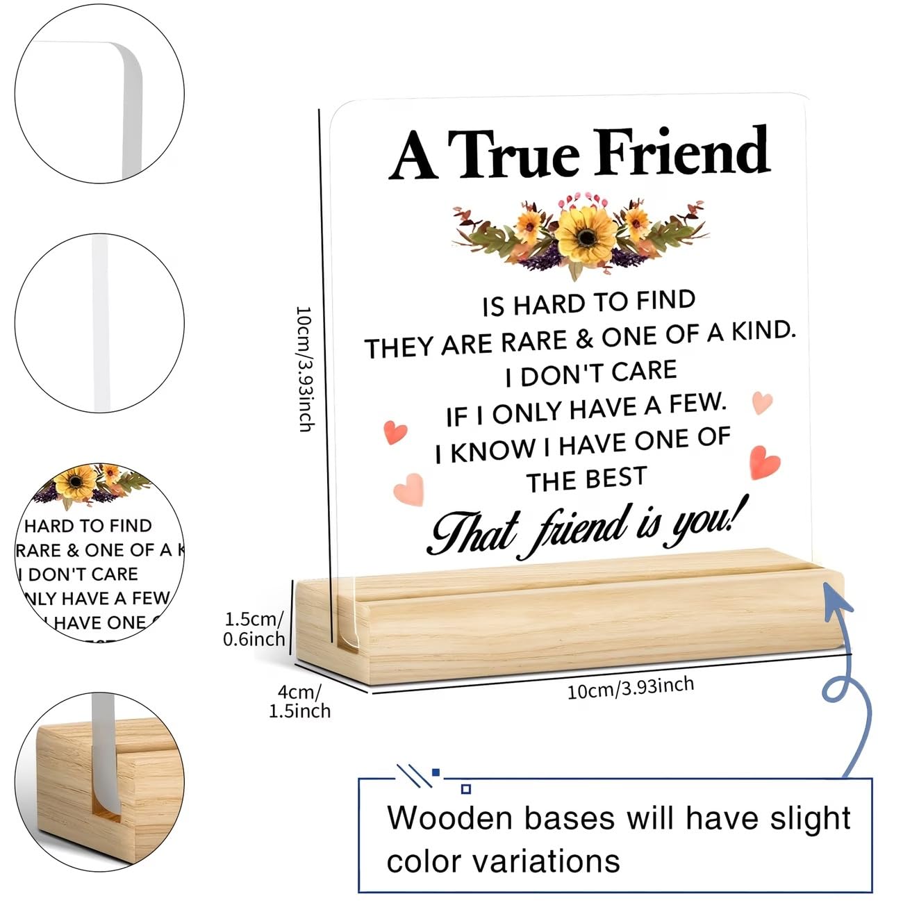 SNAPTRAP Friendship Acrylic Plaque with Wooden Base Stand - Default Title