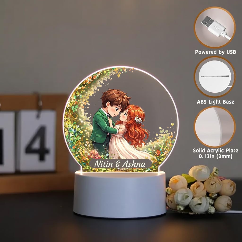 SNAPTRAP Personalized Couple Name Round LED Acrylic Night Lamp - Default Title