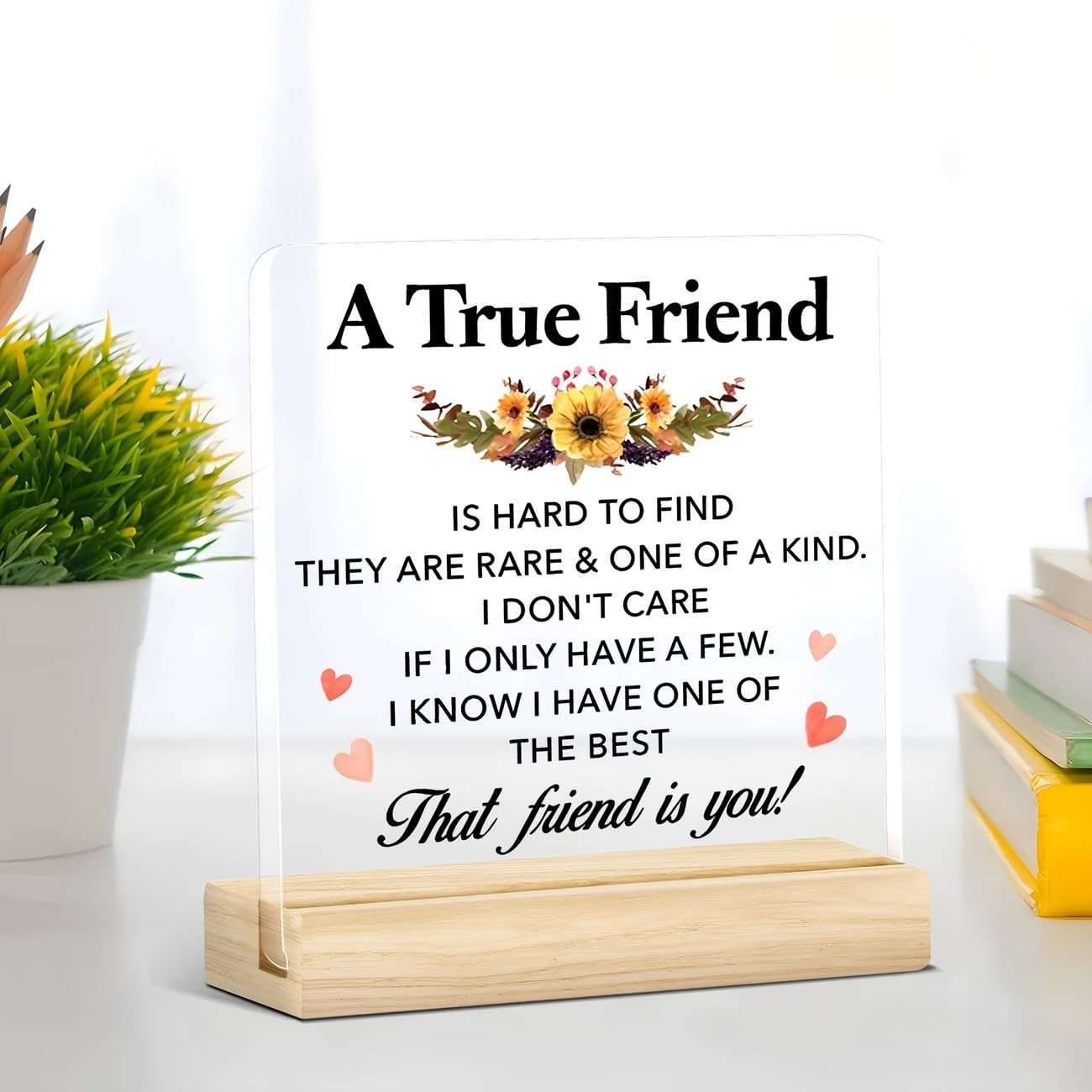 SNAPTRAP Friendship Acrylic Plaque with Wooden Base Stand - Default Title
