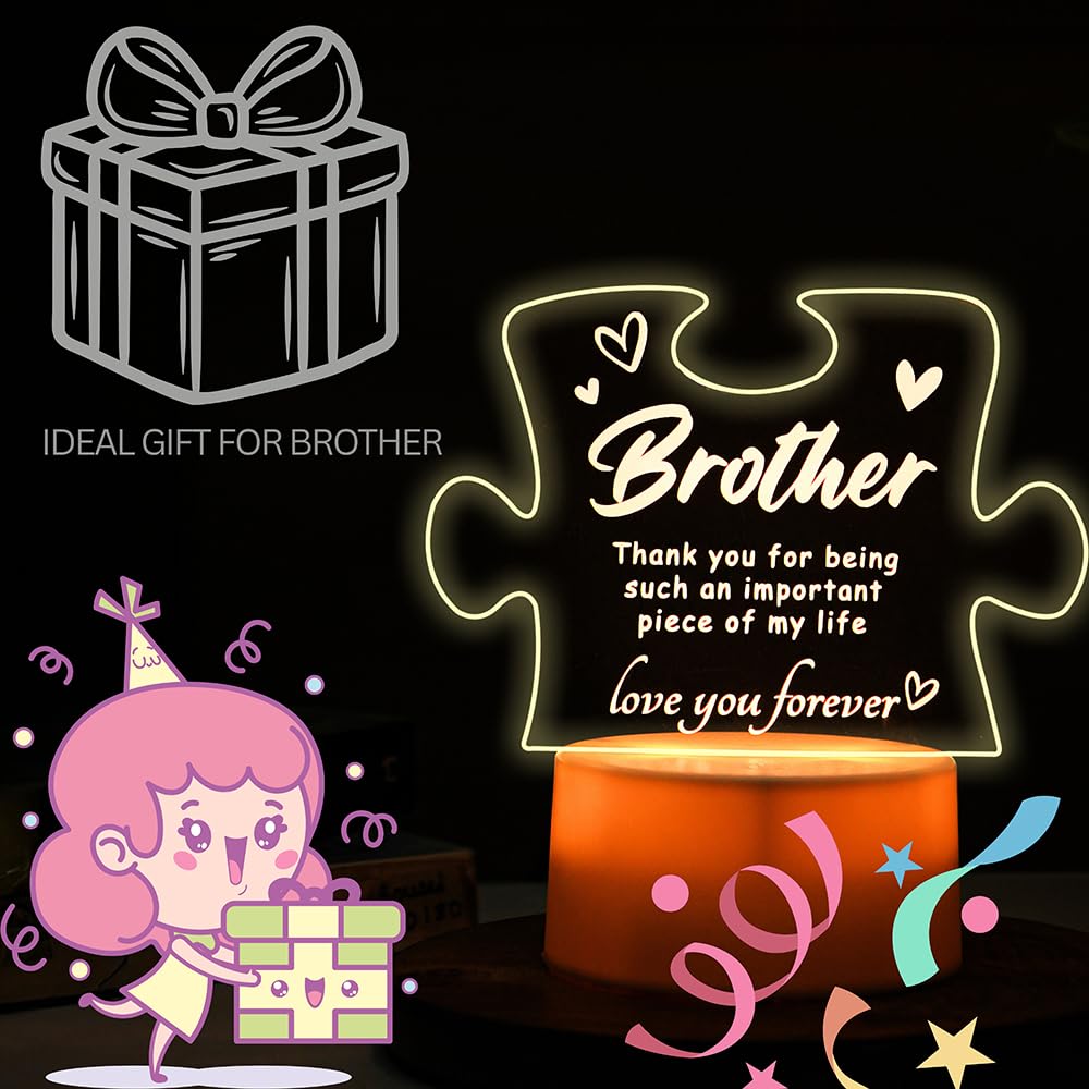 SNAPTRAP Rakhi Puzzle Engraved LED Side Table Lamp - Brother