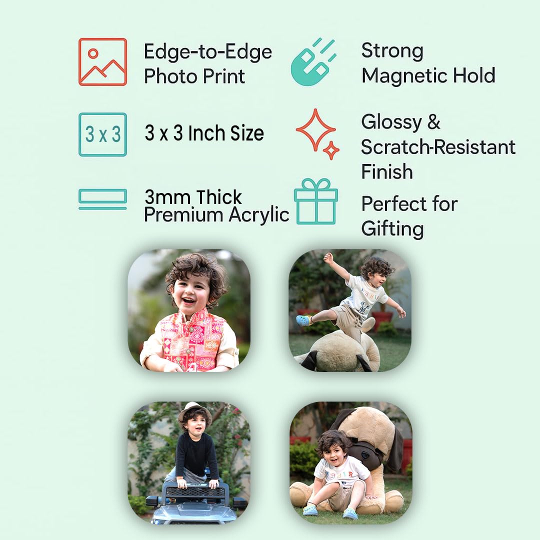 SNAPTRAP Personalized Acrylic Photo Fridge Magnets - Rounded Rectangle Pack of 12