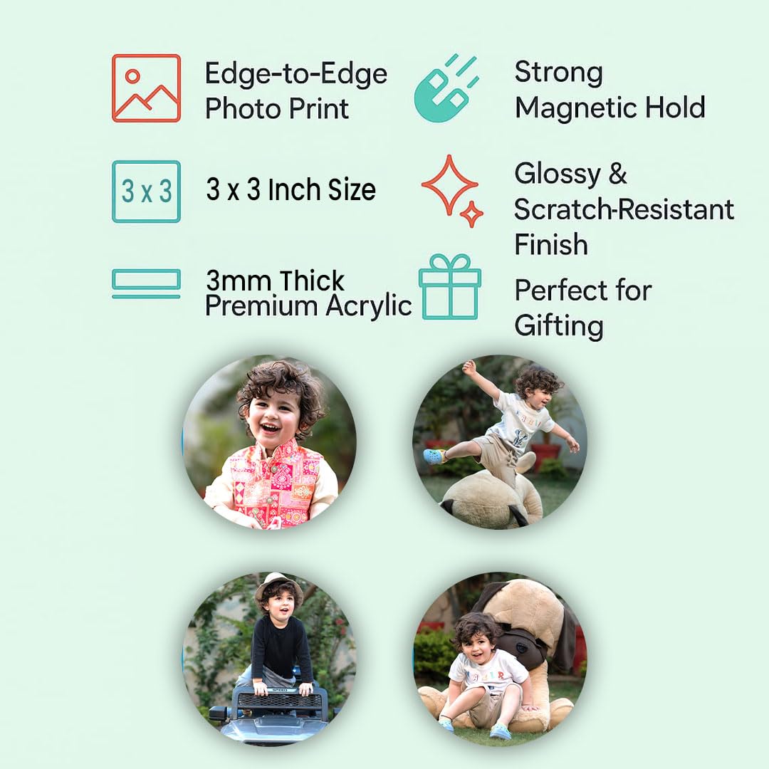 SNAPTRAP Personalized Acrylic Photo Fridge Magnets - Circle Pack of 12