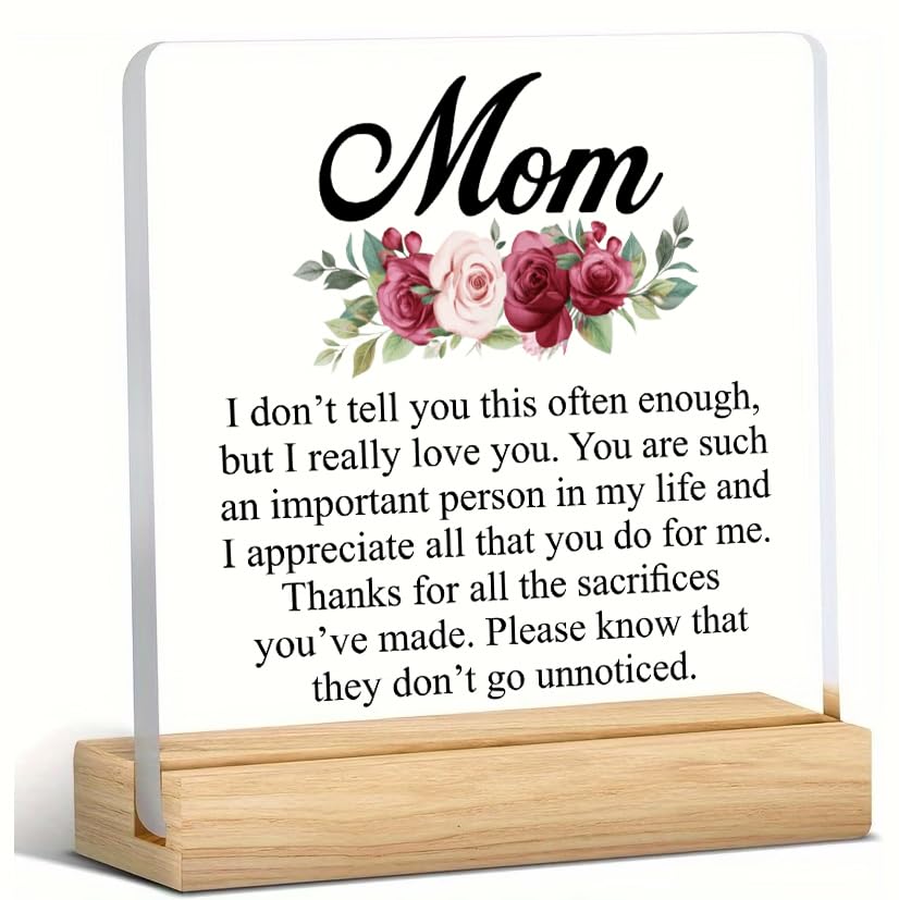 SNAPTRAP Mom Gift Acrylic Plaque with Wooden Base Stand - Default Title
