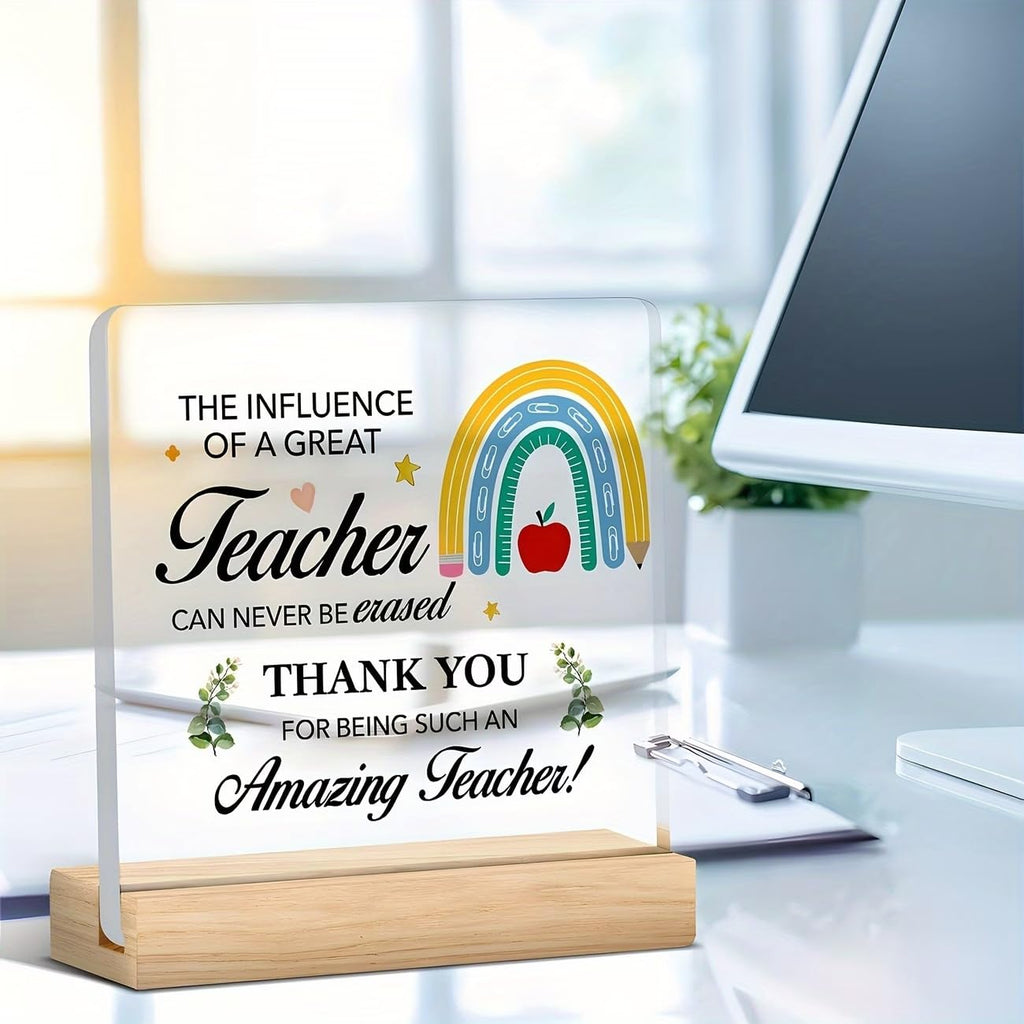 SNAPTRAP Teacher Gift Acrylic Plaque with Wooden Base - Default Title