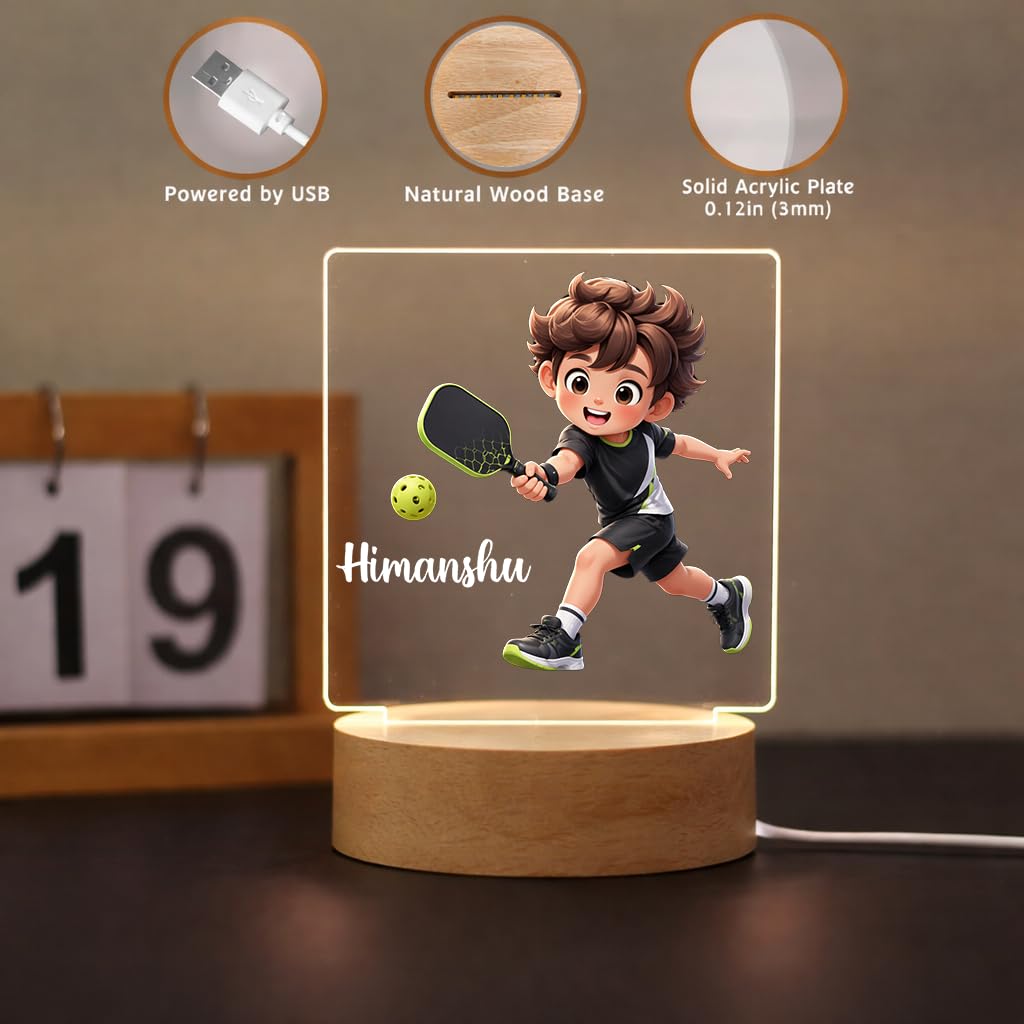 SNAPTRAP Personalized Sports LED Name Light - Pickleball Boy