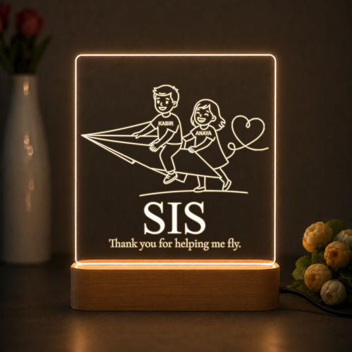 Personalised Rakhi Gift for Sister and Brother – Acrylic Name Plaque — Plane Adventure 1