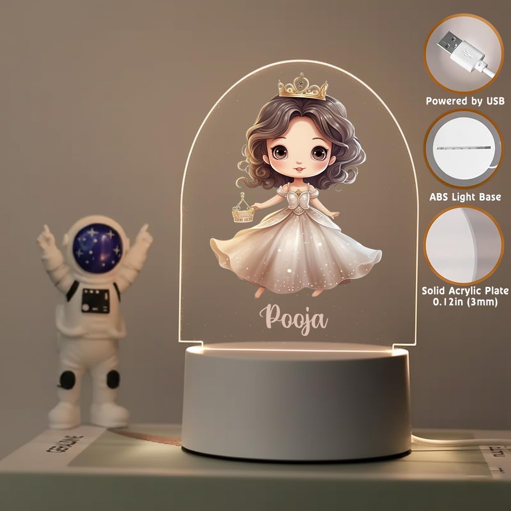 SNAPTRAP LED Name Light for Girls - Princess - Chibi White
