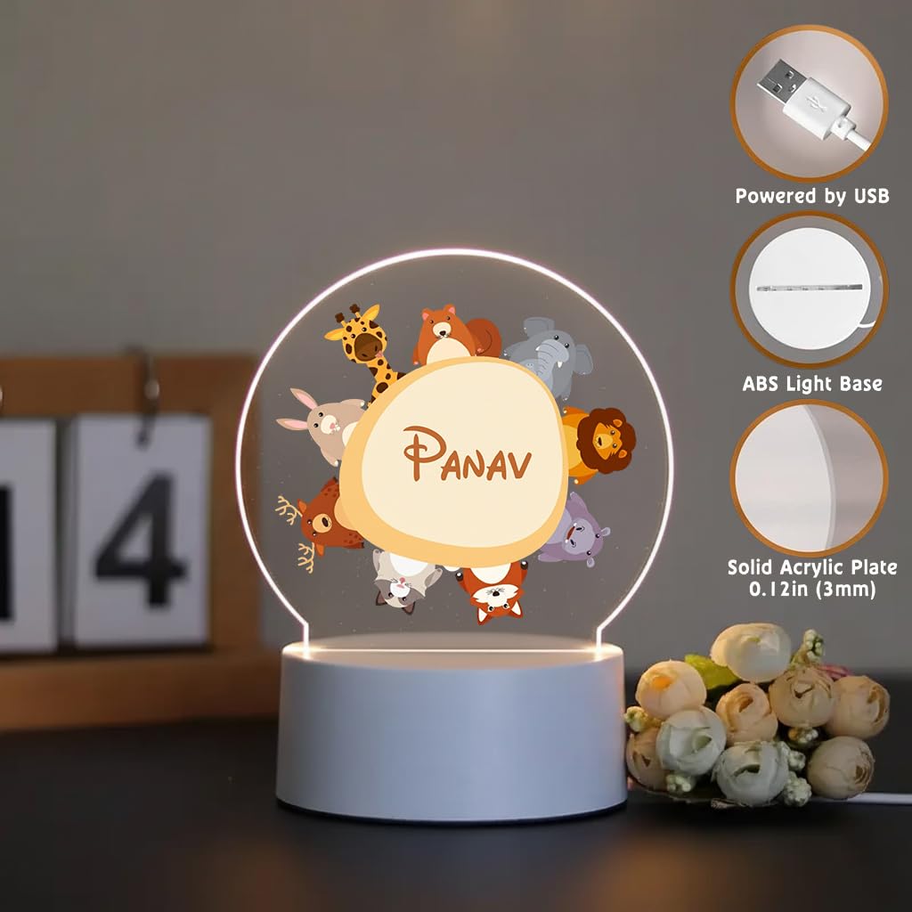 SNAPTRAP LED Name Light for Kids - Animal Circle