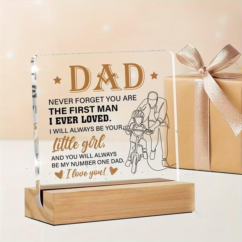 SNAPTRAP Dad Gift from Daughter Acrylic Plaque with Wooden Base Stand - Default Title