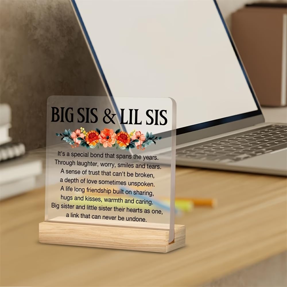 SNAPTRAP Big Sister Little Sister Gift Acrylic Plaque with Wooden Base - Default Title