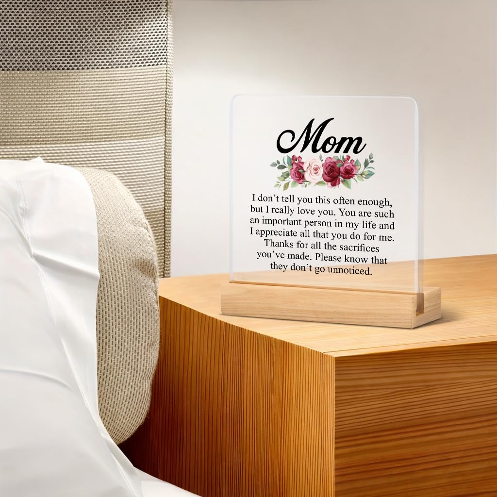 SNAPTRAP Mom Gift Acrylic Plaque with Wooden Base Stand - Default Title