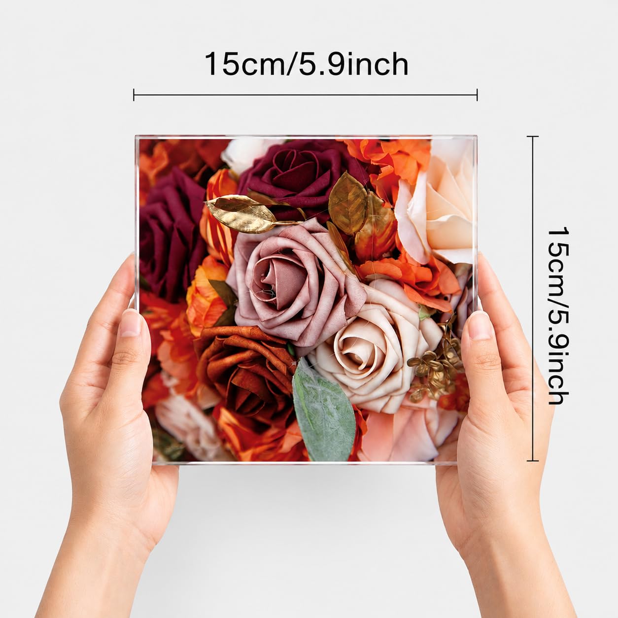 SNAPTRAP Mini Personalized Acrylic Photo Frame with Wooden Stand - Square Large