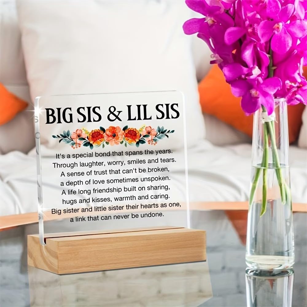 SNAPTRAP Big Sister Little Sister Gift Acrylic Plaque with Wooden Base - Default Title