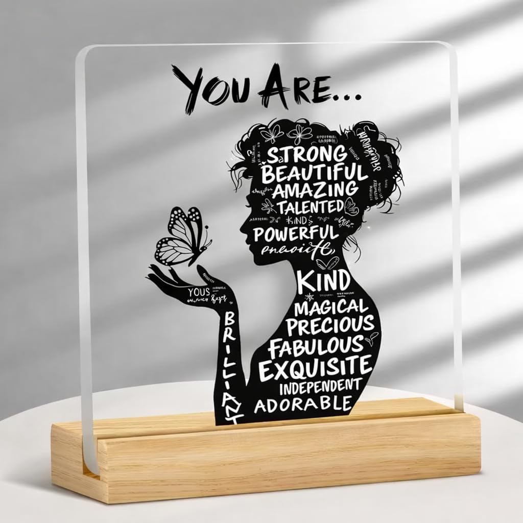 SNAPTRAP You Are Strong Beautiful Acrylic Plaque with Wooden Base - Default Title