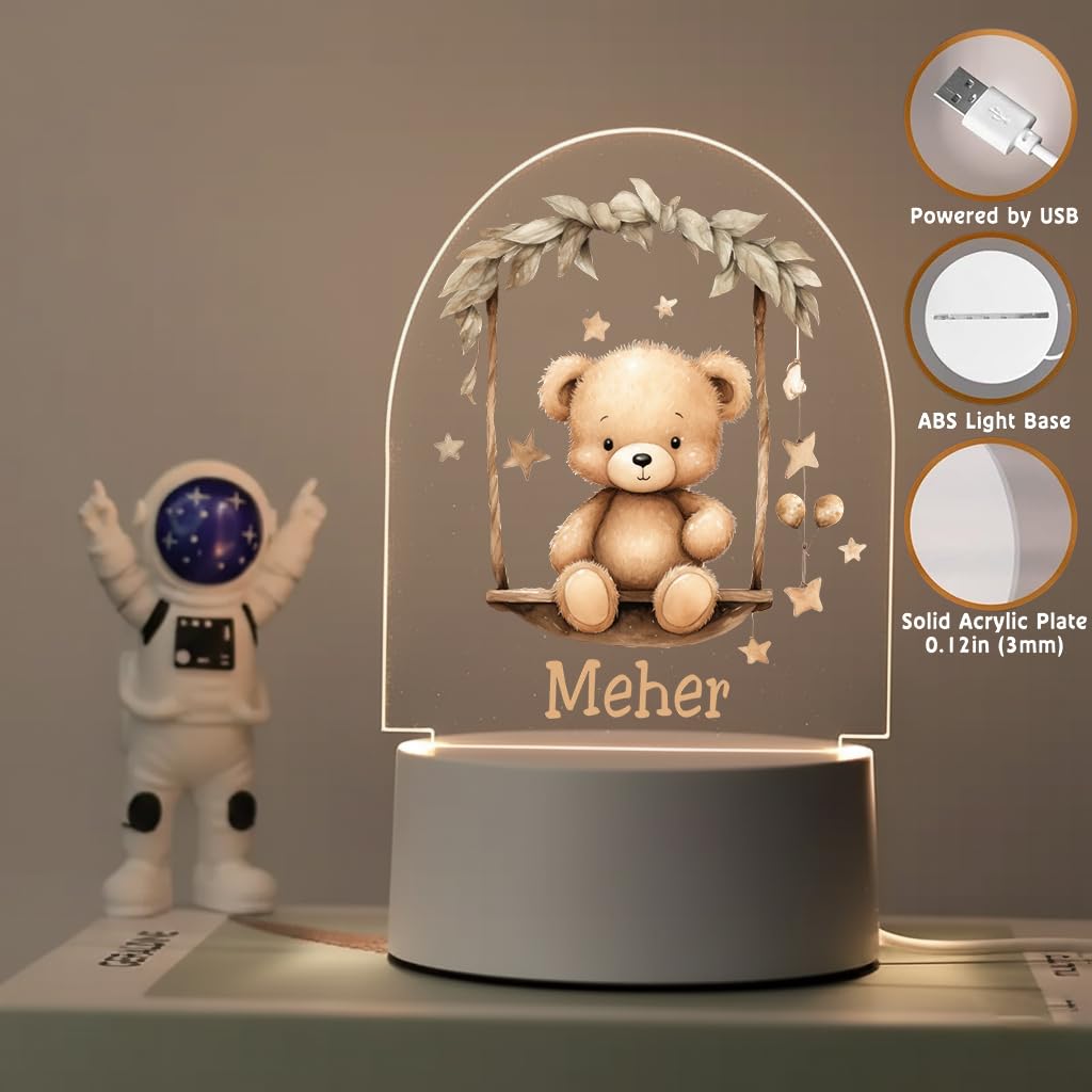 SNAPTRAP LED Name Light for Kids - Teddy Swing