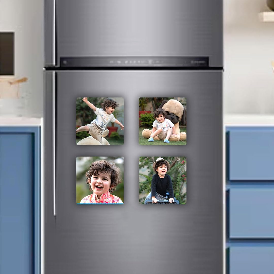 SNAPTRAP Personalized Acrylic Photo Fridge Magnets - Square Pack of 12