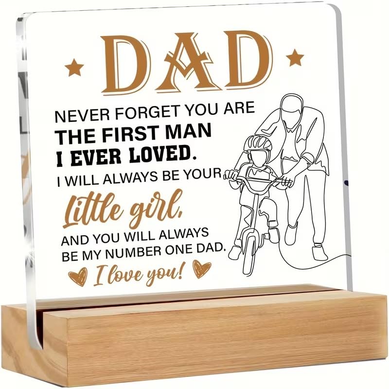 SNAPTRAP Dad Gift from Daughter Acrylic Plaque with Wooden Base Stand - Default Title